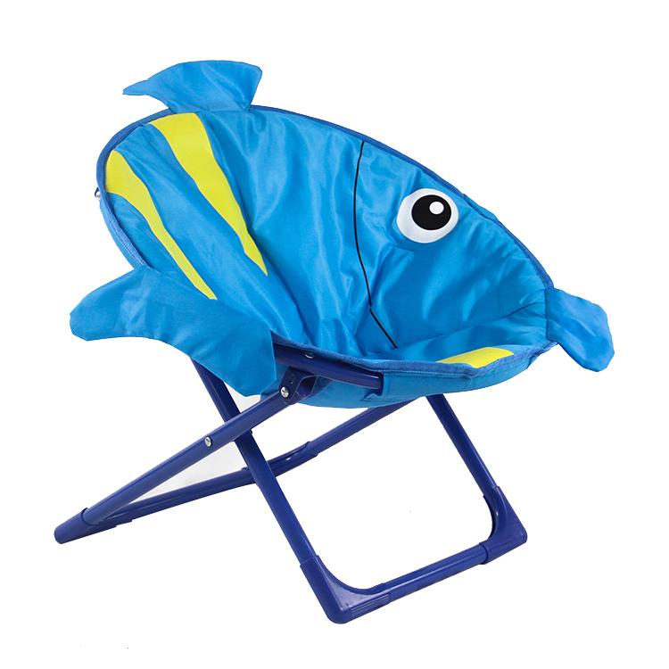 Cute Fish Pattern Soft Outdoor Moon Folding Chair for Kids