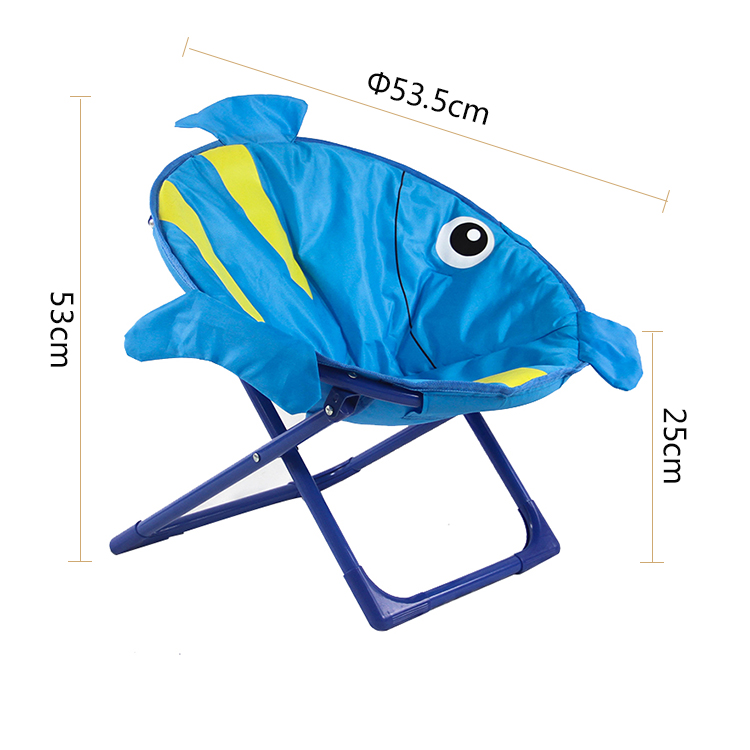 Cute Fish Pattern Soft Outdoor Moon Folding Chair for Kids